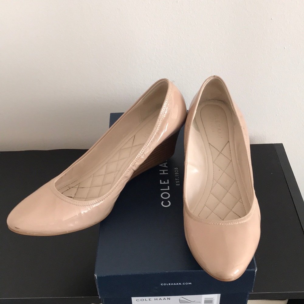 Cole Haan Emory Luxe Wedge patent nude heel | 8.5B